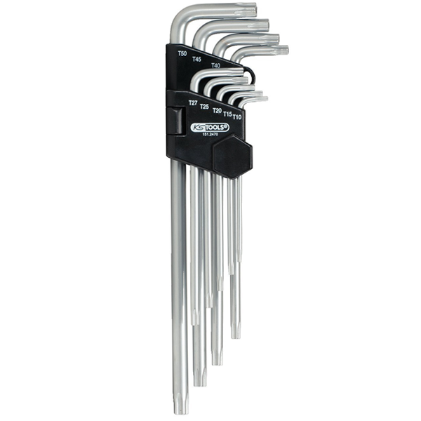 Jeu de 9 clés mâles KS Tools 5 pans étoile percées extra longues