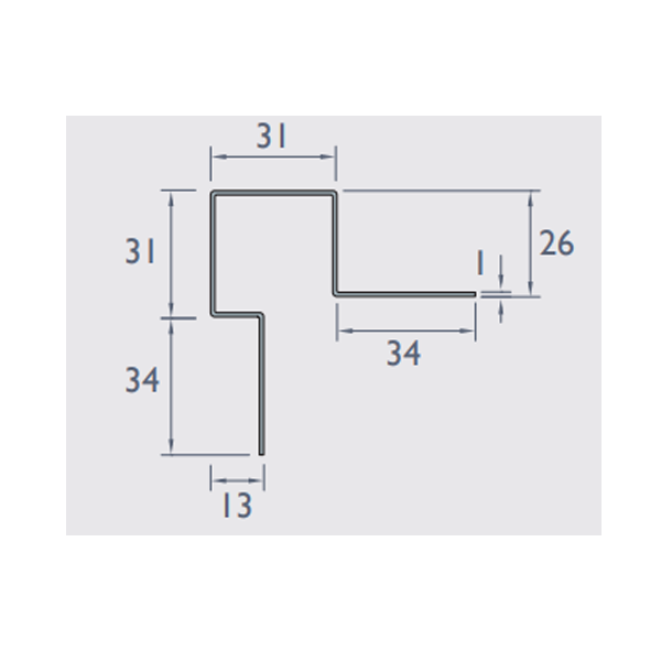 Profil d'angle extérieur asymétrique pour bardage Cedral Lap - Aluminium laqué Vanille C02 - longueur 3,00 M