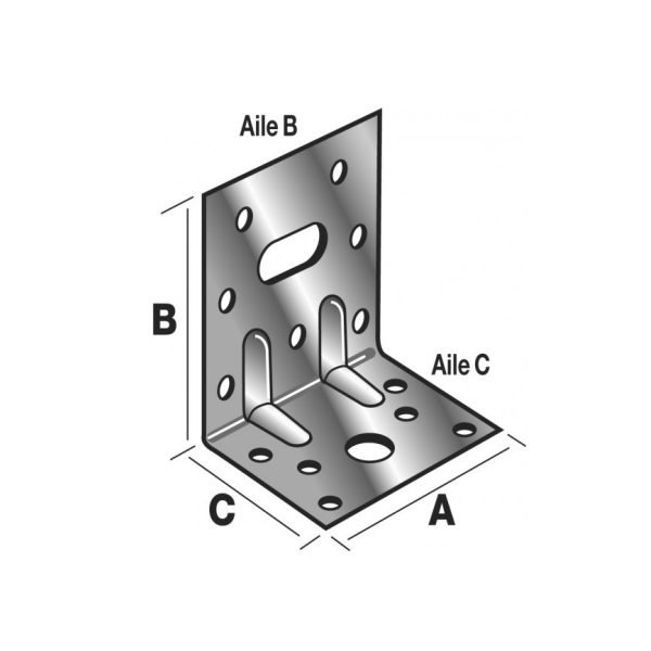Équerre de structure en inox 65x75x48 mm épaisseur 1.5 mm