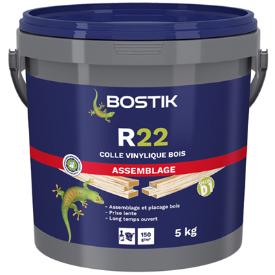 Colle vinylique bois - R22 Bostik - Assemblage et placage bois - Seau 5 kg