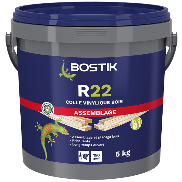 Colle vinylique bois - R22 Bostik - Assemblage et placage bois - Seau 5 kg