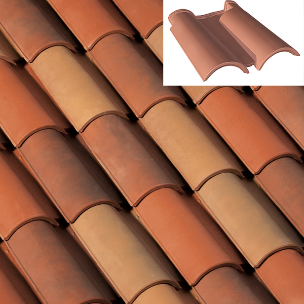 Double tuile Galléane 12 - grand moule fort galbe terre cuite - Cuivre