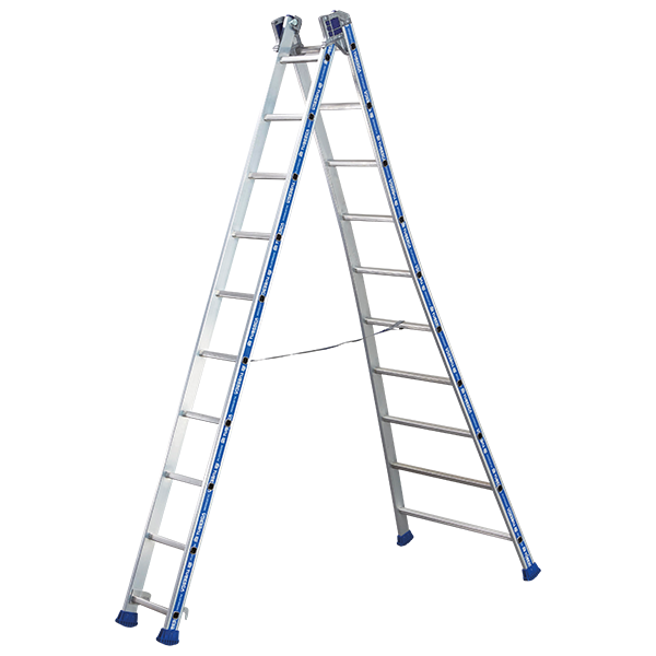 Echelle transformable 2 plans Tubesca Platinium 2 x 8 échelons repliée 2.35 m déployée 4.04 m
