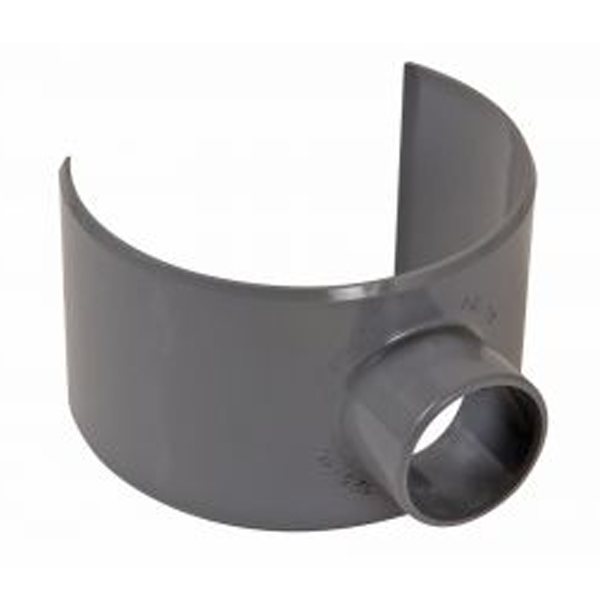 Selle à 90° Nicoll SL125 pour extension du réseau d'eaux usées et vannes - PVC gris - diamètre 125 et 50 mm