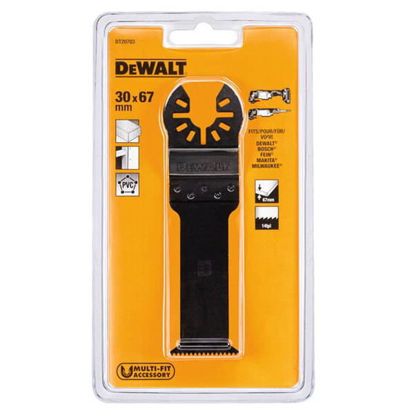 Lame bimétal pour Multicutter Dewalt - bois durs et PVC - 30 x 67 mm