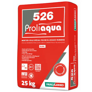 Mortier-colle spécial piscine et locaux humides - 526 Proliaqua  - Blanc Sac de 25 KG