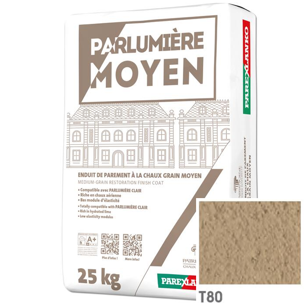 Enduit de parement à la chaux à grain moyen Parexlanko Parlumière - T80 Beige - Sac de 25 KG