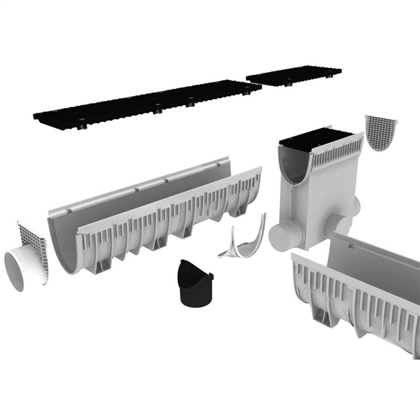 Plaque frontale avec manchon Diam.160 mm pour caniveau MEARIN 200