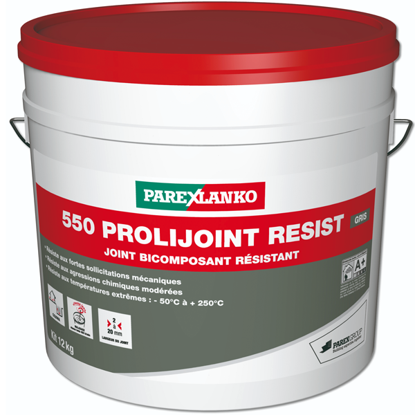 Joint carrelage technique - PROLIJOINT RESIST 550 GRIS - 2 à 20 mm - Kit de 12 kg