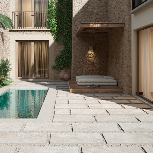 Carrelage extérieur antidérapant effet pierre en grès cérame émaillé rectifié - Caramon - 90,0 CM x 60,0 CM - ép. 20,00 MM - Noce