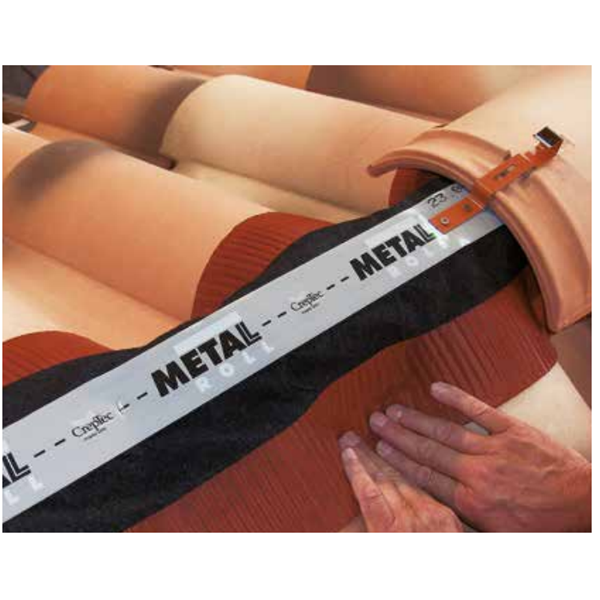 Closoir souple ventilé Metalroll Monier pour faîtage et arêtier - Rouge sienne - 32-38 CM - rouleau de 5 M