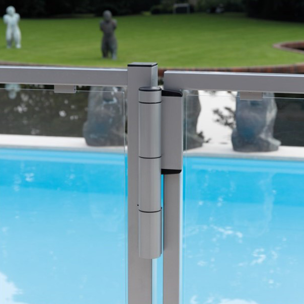 Ferme portail hydraulique réglable avec charnière - Ouverture porte à 180° - Locinox Mammoth - Inox et aluminium gris argent