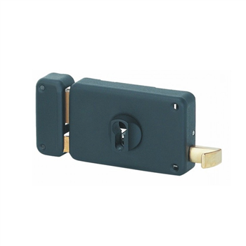 Serrure en applique horizontale pour cylindre européen - coffre 140 x 88 mm - epoxy noir granité - axe 70 mm - Gauche