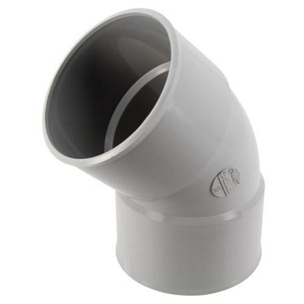 Coude cylindrique Nicoll tube de descente - Femelle/Femelle - Diamètre 80 mm - Angle 45° - Techtan - Gris