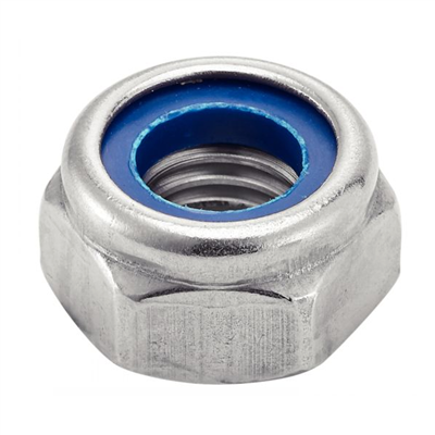 Ecrou hexagonal indesserable (frein) din985 inox A4 M08 - boîte de 200