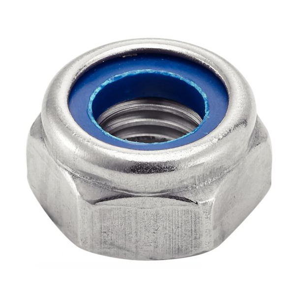 Ecrou hexagonal indesserable (frein) din985 inox A4 M08 - boîte de 200