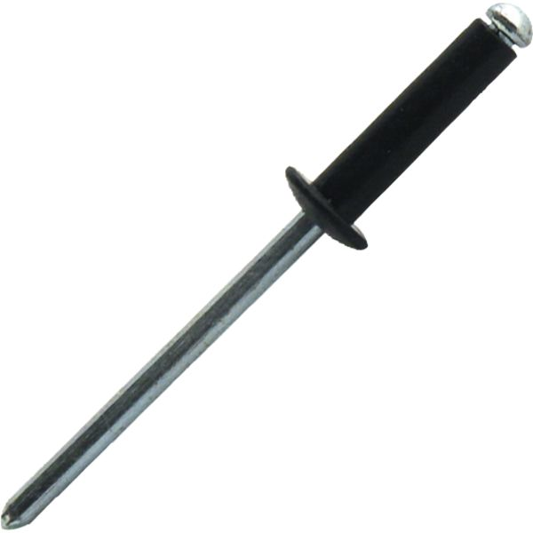 Rivet aluminium tige acier standard tête plate laqué noir serrage de 18.0 à 21.0 mm diamètre 4.8 mm longueur 24 mm - boîte de 250