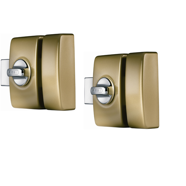 Verrou de porte sans vis apparentes - bouton et cylindre C83 45 mm - Styl' Abus Bronze - avec 4 clés et carte code - lot de 2