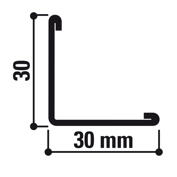 Cornière de rive en L Rockfon Chicago Metallic pour plafond suspendu - Blanc - 30 MM x 30 MM - long. 3,05 M