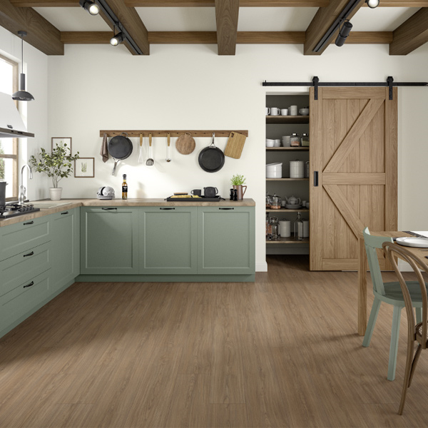 Parquet stratifié Aqua+ Large 8/33 - 4 chanfreins avec système Aqua CLIC it! 24h - 246 x 8 x 1292 mm - Chêne Casella Marron