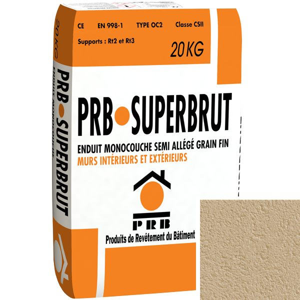 Enduit monocouche semi-allégé à grain fin PRB Superbrut type OC2 - Kenya - sac de 20 kg