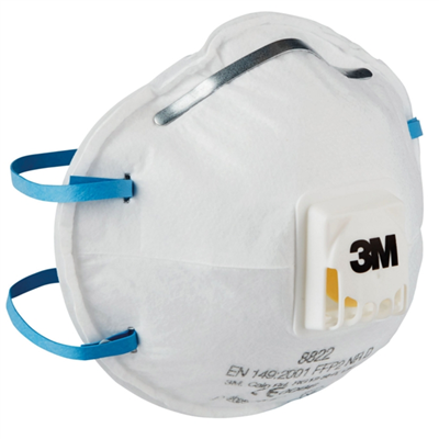 Masque de protection FFP2 à coque 3M 8822 antipoussière de ponçage -  avec soupape - lot de 3