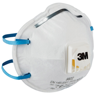 Masque de protection FFP2 à coque 3M 8822 antipoussière de ponçage -  avec soupape - lot de 5