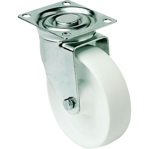 Roulette sur platine pivotante polypropylène blanche diamètre 150 mm : PRODIF-SOMEC 022065