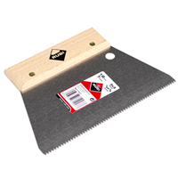 Peigne colle acier carreleur - Denture carrée 8x8 mm Rubi - Lame large 18 cm - Manche en bois