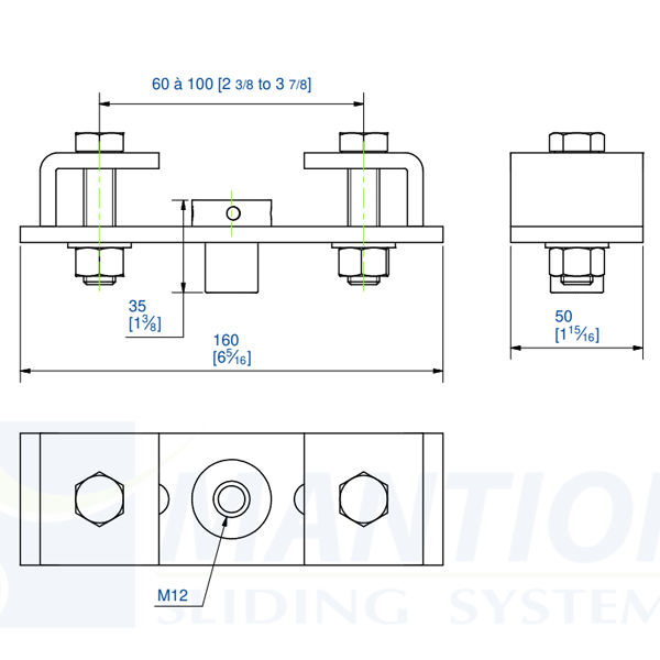 Support de fixation sous fer Mantion 5047 pour support 5041 et rail Sportub 5040 - porte jusqu'à 150 kg