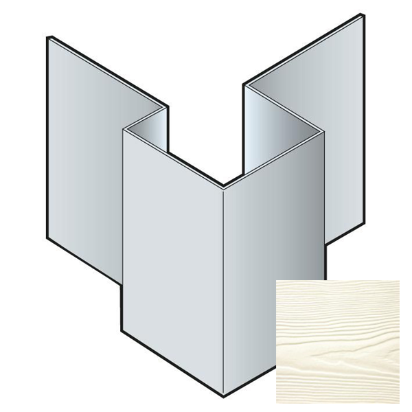 Profil d'angle extérieur asymétrique pour bardage Cedral Lap - Aluminium laqué Blanc everest C01 - longueur 3,00 M