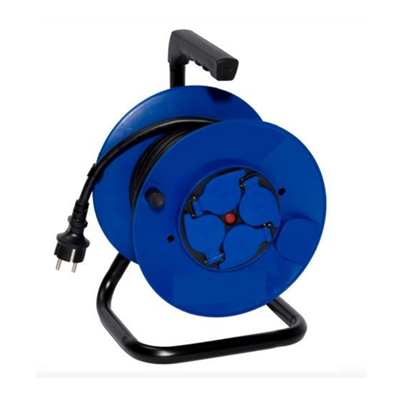 Enrouleur électrique avec disjoncteur thermique - 4 prises à clapet - Câble 10M 3G 2,5