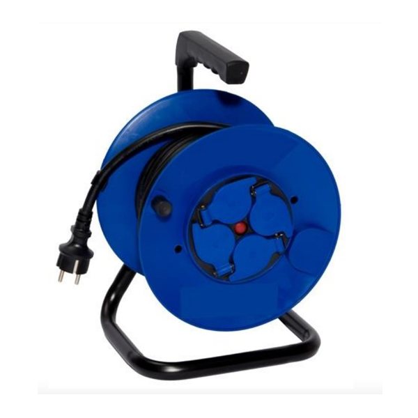 Enrouleur électrique avec disjoncteur thermique - 4 prises à clapet - Câble 10M 3G 2,5