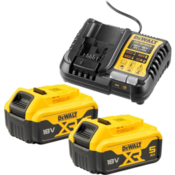 Pack de démarrage Dewalt DCB1104P2-QW - avec 2 batteries XR 18V 5Ah Li-Ion et chargeur