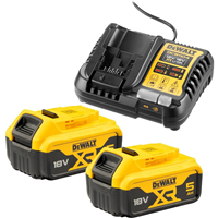 Pack de démarrage Dewalt DCB1104P2-QW - avec 2 batteries XR 18V 5Ah Li-Ion et chargeur