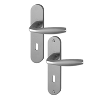 Poignée de porte clé en L - New York Hoppe - porte 38 - 47mm carré 7mm - Alu aspect inox