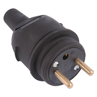 Fiche mâle 2P + terre diamètre 4.8 mm étanche couleur noir 16 A