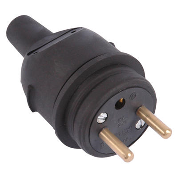 Fiche mâle 2P + terre diamètre 4.8 mm étanche couleur noir 16 A