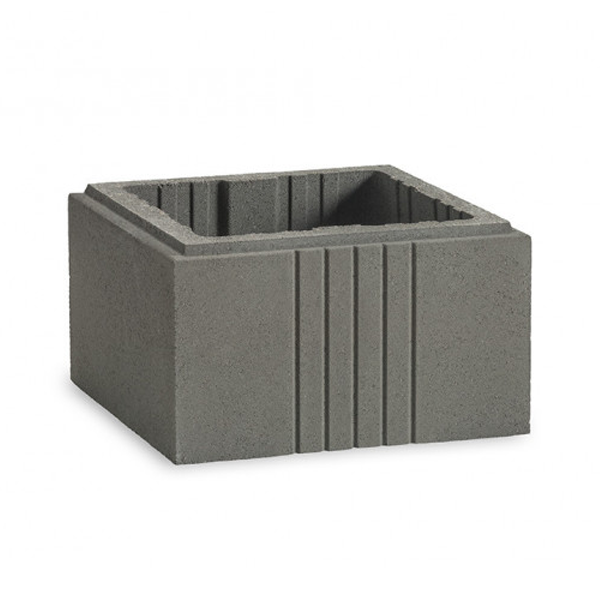 Élément de pilier Rigato en béton décoratif - Gris - 40,0 CM x 40,0 CM x 17,1 CM