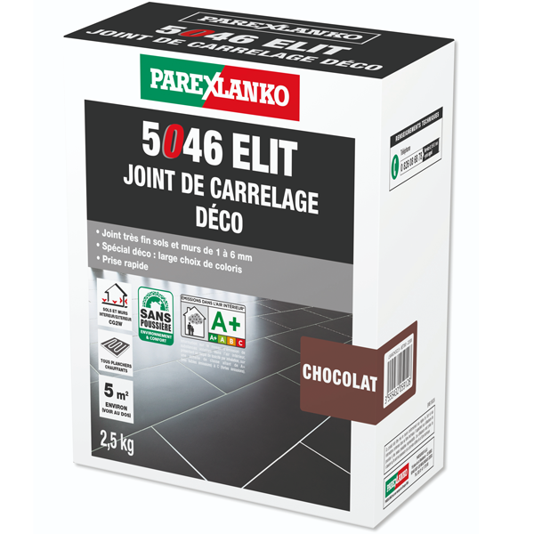 Joint de carrelage déco - 5046 Elit - sol et mur joints de 1 à 6 mm - Chocolat Sac de 2,5 KG