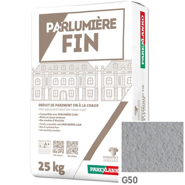 Enduit de parement à la chaux à grain fin Parexlanko Parlumière - Teinte G50 - Sac de 25 KG