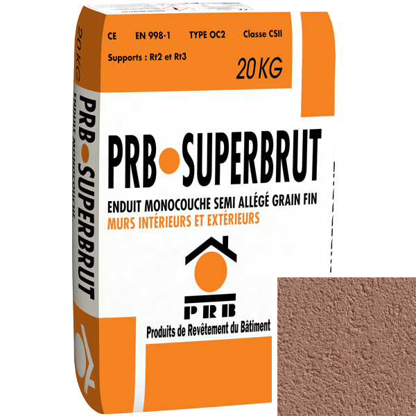 Enduit monocouche semi-allégé à grain fin PRB Superbrut type OC2 - Cuba - sac de 20 kg