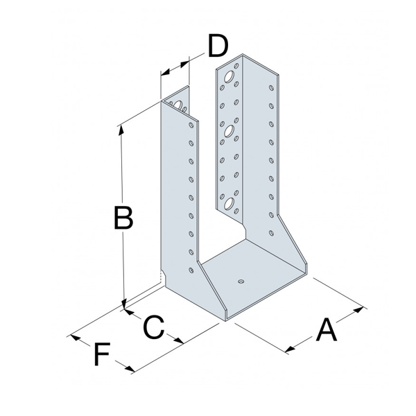 Sabot à ailes intérieures SAI pour assemblages charpentes bois - Acier galvanisé - 120 x 100 mm
