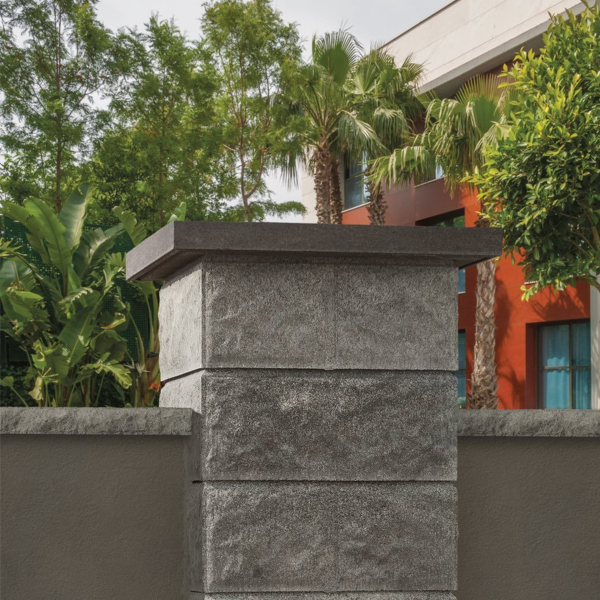 Chapeau de pilier plat en béton décoratif lisse - Noir anthracite - 40,0 CM x 40,0 CM x 6,00 CM