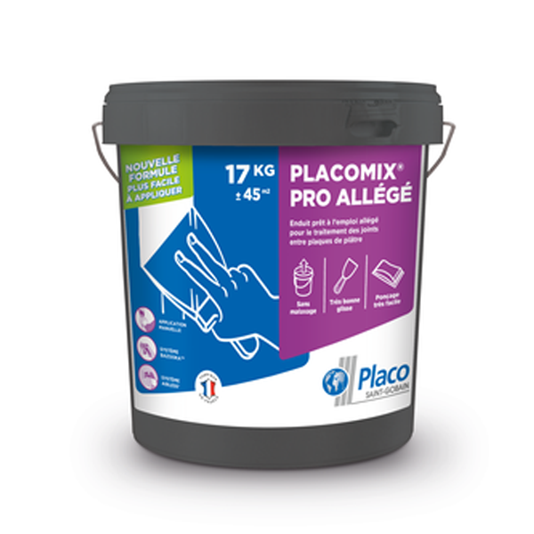 Enduit à joint prêt à l'emploi - Placomix Pro Allégé - seau de 17 KG