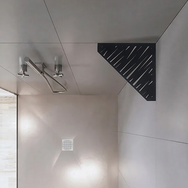 Étagère de douche en acier Inox noir mat - forme Pentagone design Tiger - 36,0 CM x 26,0 CM x 3,00 MM