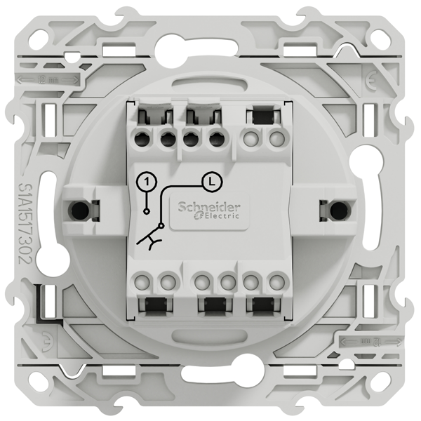 Poussoir avec porte-étiquette Schneider Odace à encastrer - support de fixation à visser - anthracite - 10A 250V