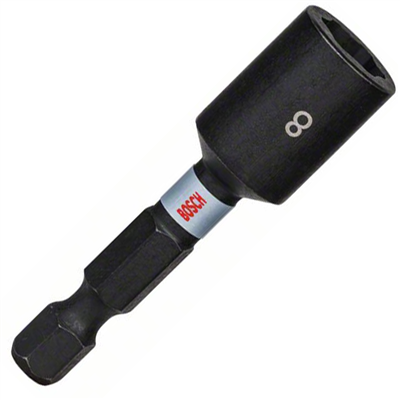 Douille magnétique Impact Control Bosch 6 pans 1/4" côte sur plats 8 mm