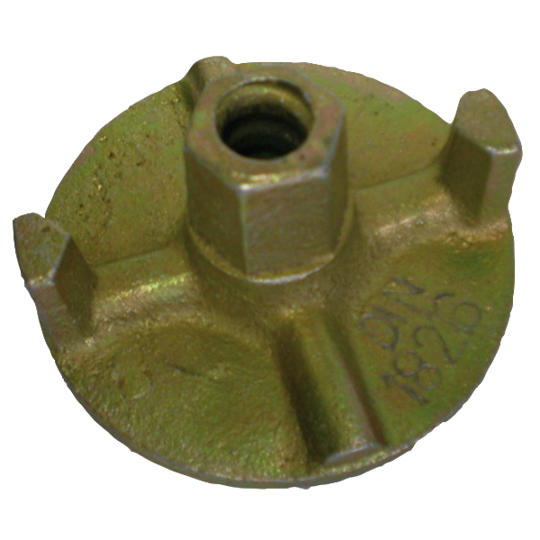 Écrou à plaque en fonte galvanisée pour tige de coffrage filetée de diamètre 15 / 17 mm - Ø 100 mm