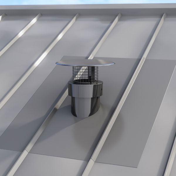 Ventilation primaire Ventélia Sanit'air pour réseaux d'assainissement - Toit bac acier - Pente 2 à 12° - Coloris rouge brique